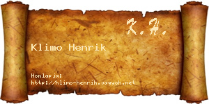 Klimo Henrik névjegykártya